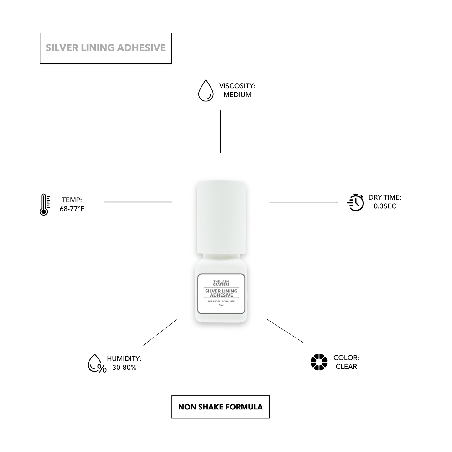 eyelash extension glue for sensitive eyes
non-shake lash glue for lash artists
silver lining lash adhesive clear glue